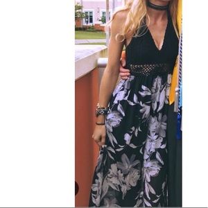 Windsor Crochet Open-Back Floral Maxi Dress